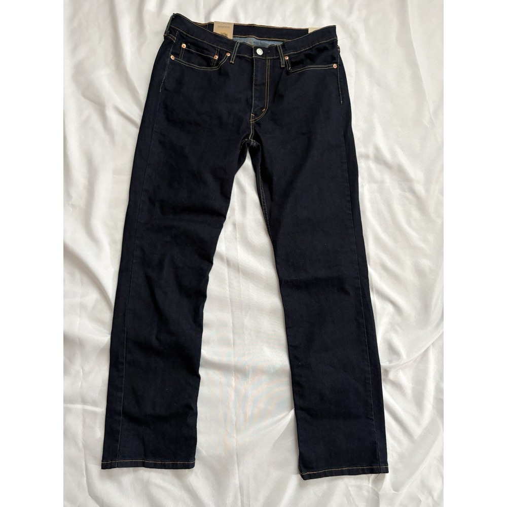 NEW Levis 514 Jeans Dark Wash Straight Stretch Denim Sit Below Waist Mens 34x32